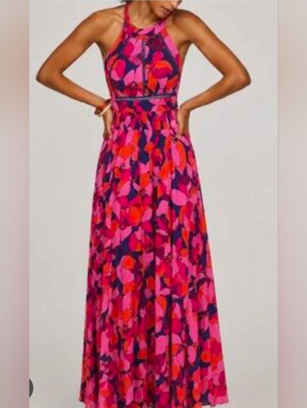 Abel The Label Floral Maxi Dress in Fuchsia Pink